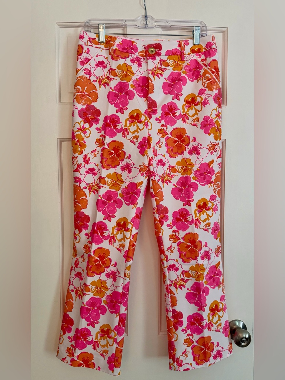 NWT!!! Lilly Pulitzer~Carwyn Crop Flare Pant~Size 10~Resort White Pansy Fancy